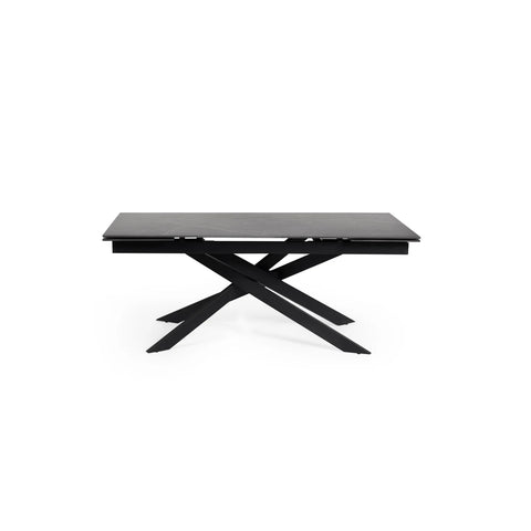 Hackney Black Ceramic Extending Dining Table with Black Metal Legs