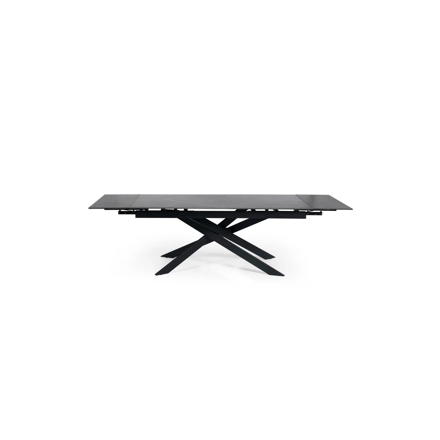 Hackney Black Ceramic Extending Dining Table with white Grains 