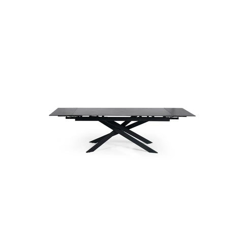 Hackney Black Ceramic Extending Dining Table with white Grains 