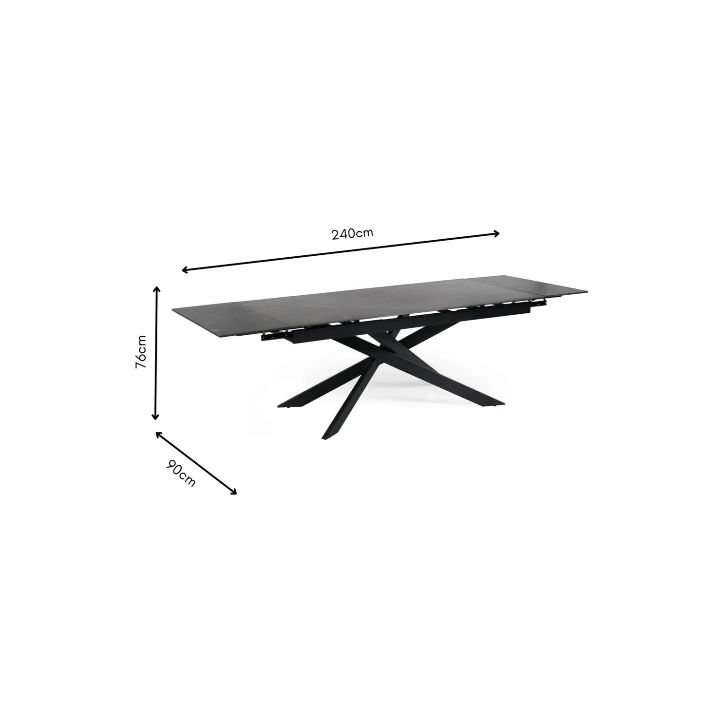 Hackney Black Ceramic Extending Dining Table - Pendle Village Furniture