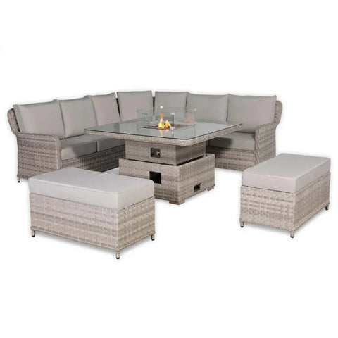 Oakmere Glow corner sofa set with spacious rattan design and deep cushions.
