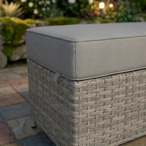 Weather-resistant fabric cushions designed for outdoor durability.