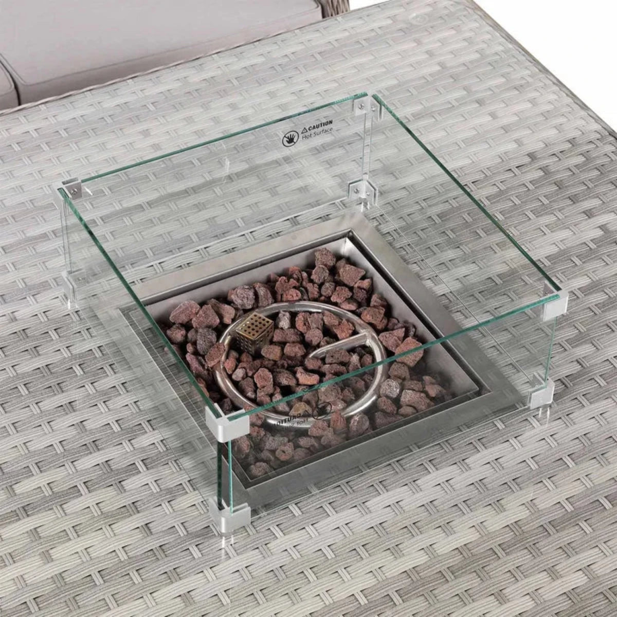 Modern garden firepit creating a cosy outdoor atmosphere.