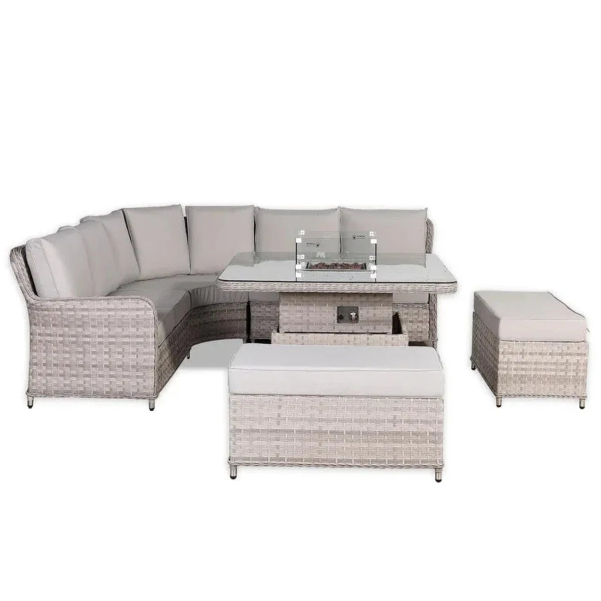 Modern outdoor corner sofa set with comfortable seating.
