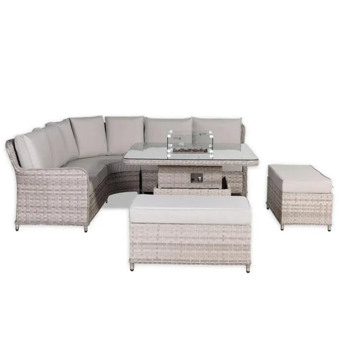Modern outdoor corner sofa set with comfortable seating.