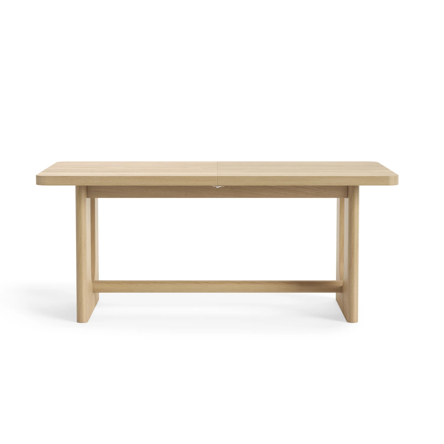 Olav Light Oak Extending Dining Set. Curved style Dining Table with Beige Upholstered Chairs. Matching furniture available - Front View of Dining Table 