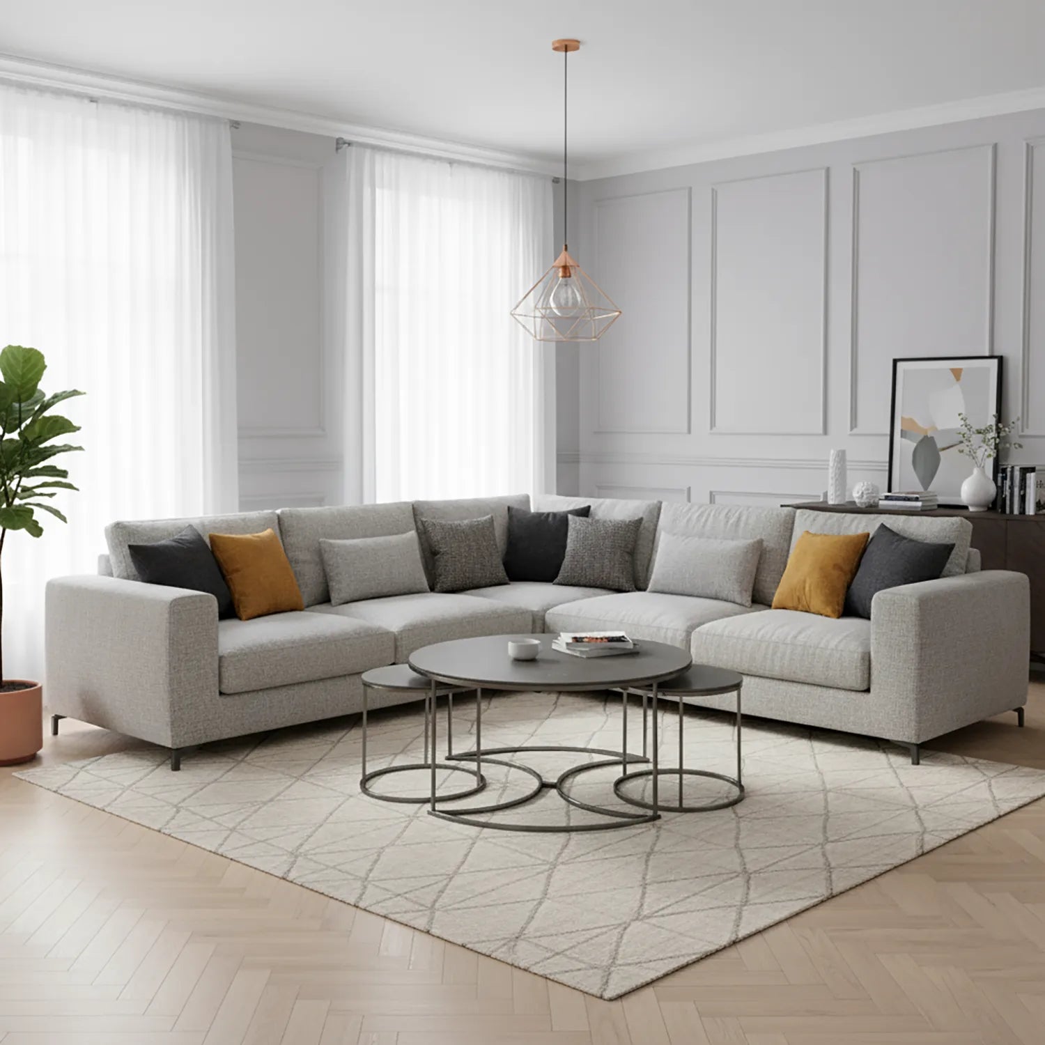 Omega Matte Grey Ceramic Coffee Table Set - Pendle Village Furniture