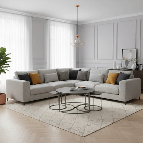 Omega Matte Grey Ceramic Coffee Table Set - Pendle Village Furniture