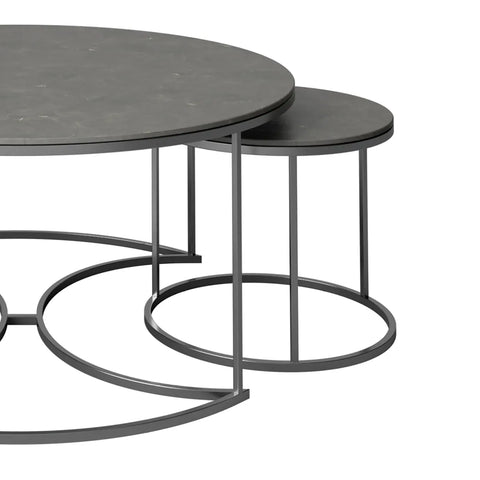 Omega Matte Grey Ceramic Coffee Table Set - Pendle Village Furniture