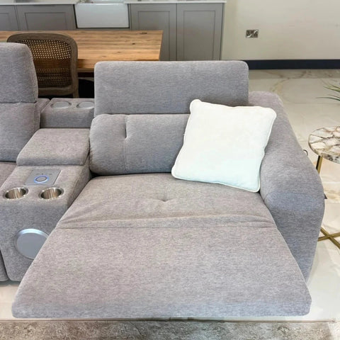 Smooth electric reclining mechanism for effortless adjustment.