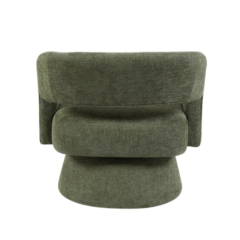 Back view of Orla Green swivel accent chair with 360-degree rotation