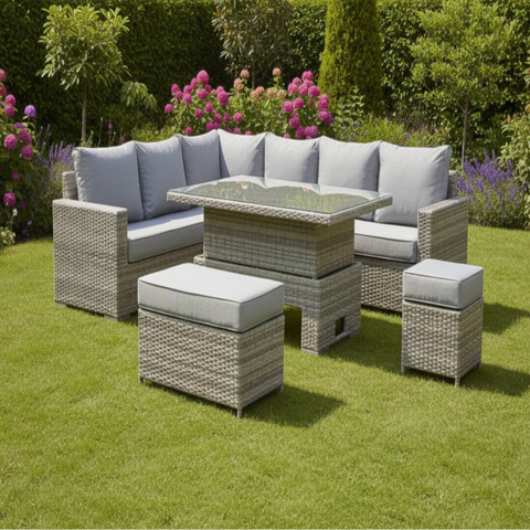 Large garden corner sofa set designed for entertaining guests.