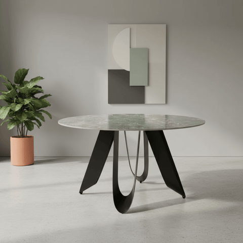 Osaka Round 4 Seater Green Ceramic Top Dining Table