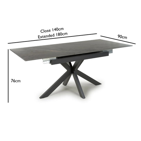 Oslo 1.4M-1.8M Grey Ceramic Extending Dining Table