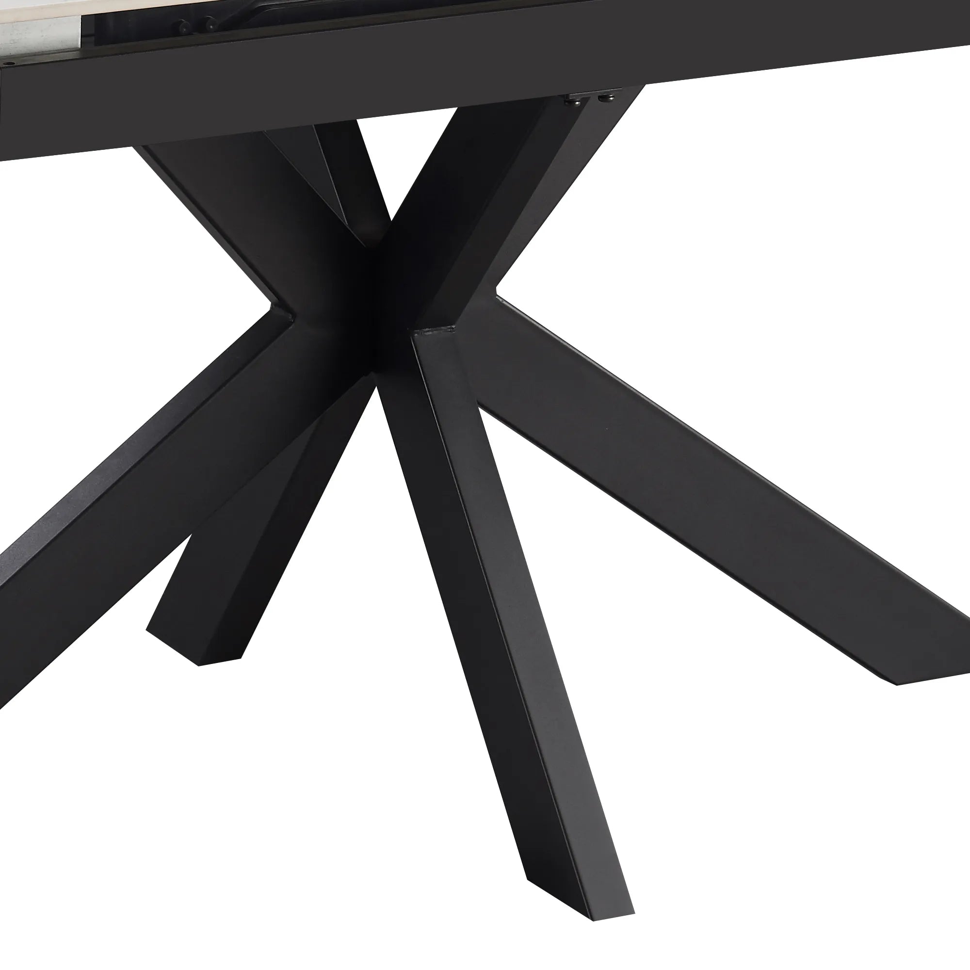 Black Meta Legs of Oslo High Gloss White Sintered Stone Ceramic Top Dining Table
