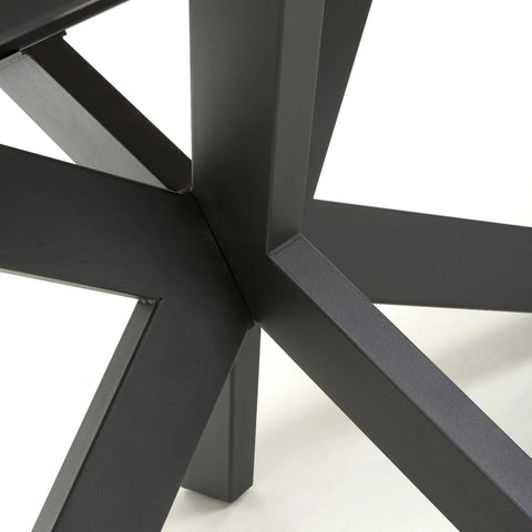 Oslo 1.4M - 1.8M White Ceramic Extending Dining Table - Black Metal Legs