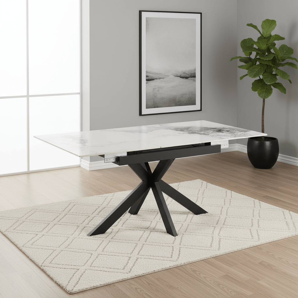 Oslo 1.4M-1.8M White Ceramic Extending Dining Table