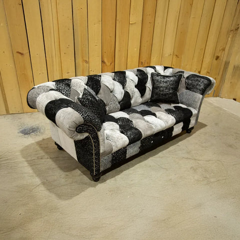 Oswald & Pablo Hereford Patchwork Velvet Chesterfield Sofa