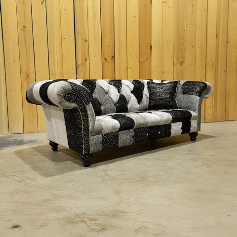 Oswald & Pablo Hereford Patchwork Velvet Chesterfield Sofa