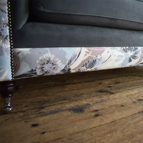 Oswald & Pablo Grey Velvet & Floral Fabric Chesterfield Sofa