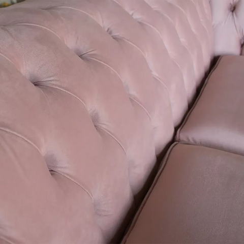 Oswald & Pablo Pink Velvet & Floral Fabric Chesterfield Sofa