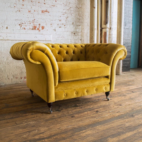 Oswald & Pablo Woodstock Chesterfield Black Velvet Armchair