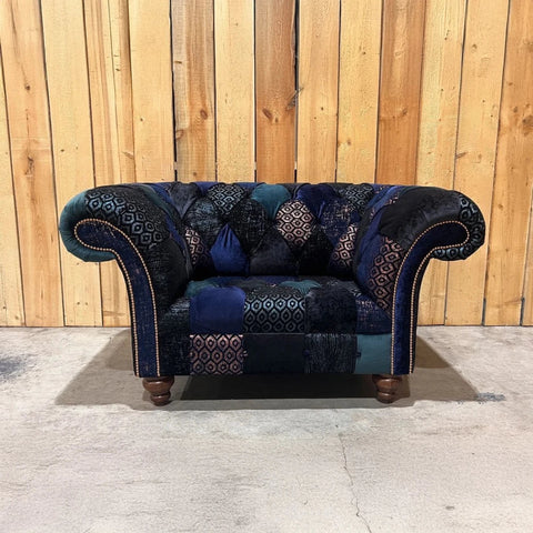 Oswald & Pablo Dorset Patchwork Velvet Chesterfield Snuggle Chair