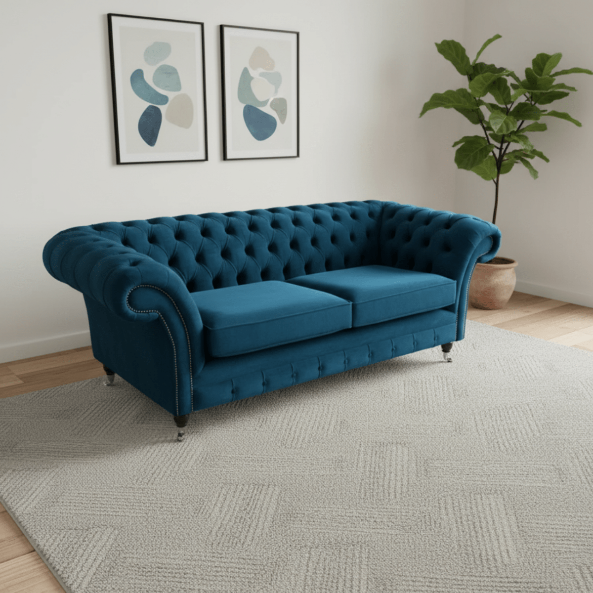 Oswald & Pablo Woodstock Velvet Chesterfield Sofa