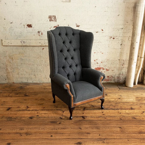 Oswald & Pablo Conrad Coastal Linen Wing Chair