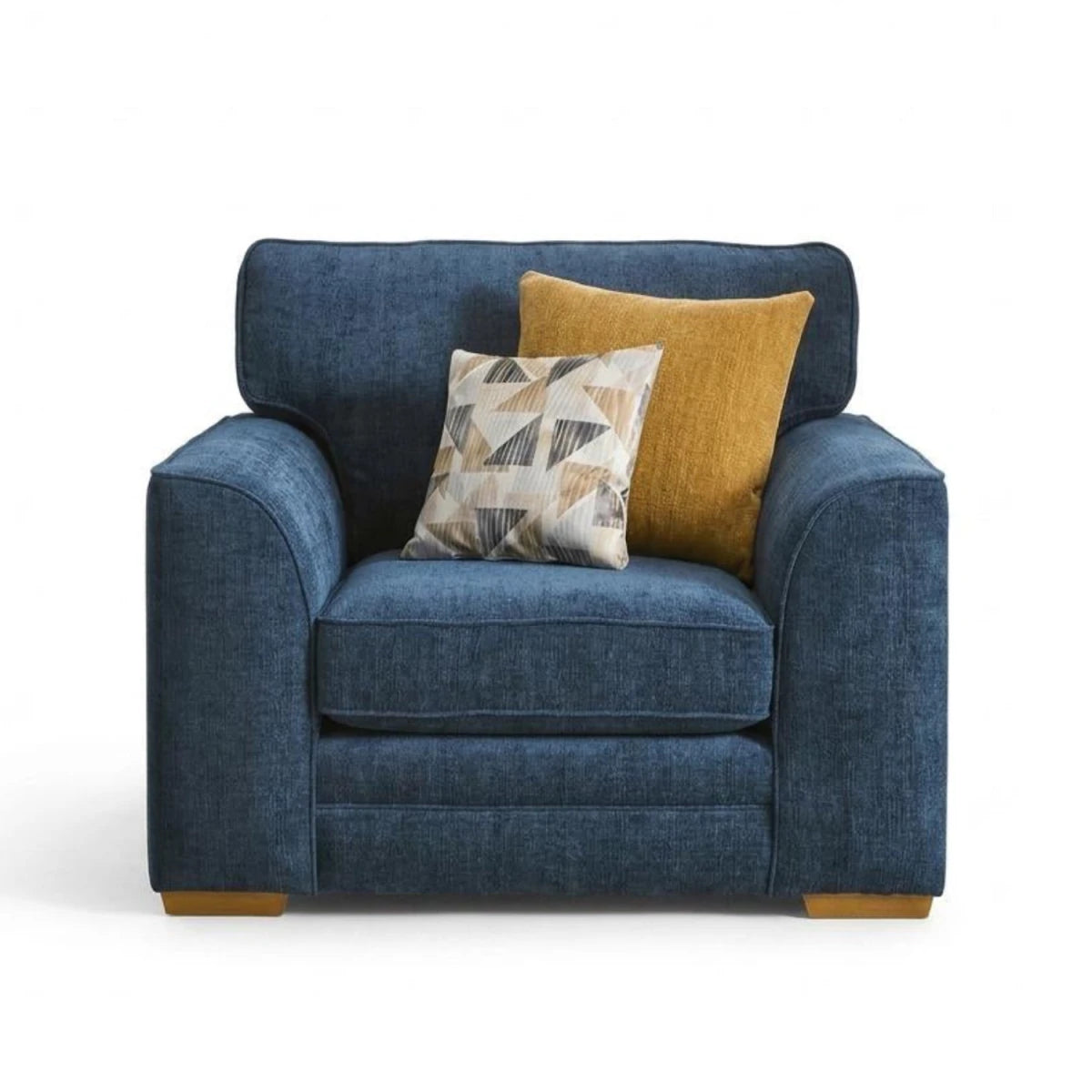 Comfortable single chair with classic fabric design.