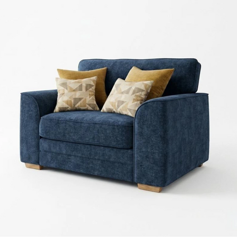 Comfortable Otley Lyon love chair with soft cushions.