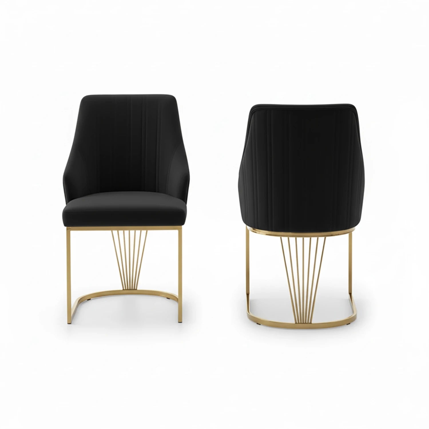 Ottavia Black Velvet Dining Chairs with Gold Base – Set of 4 - Pendle Village Furniture
