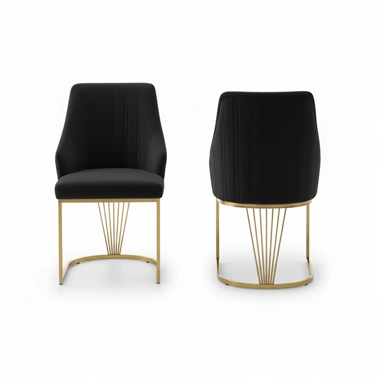 Ottavia Black Velvet Dining Chairs with Gold Base – Set of 4 - Pendle Village Furniture
