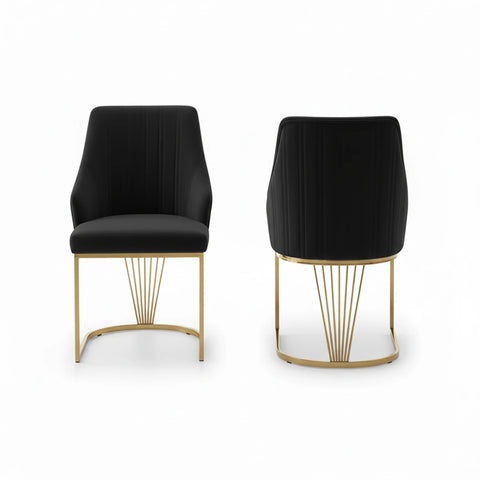 Ottavia Black Velvet Dining Chairs with Gold Base – Set of 4 - Pendle Village Furniture