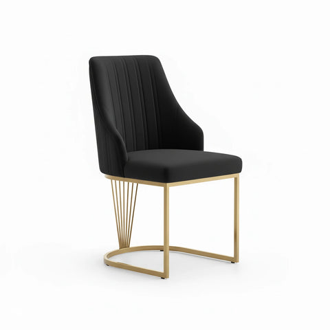 Ottavia Black Velvet Dining Chairs with Gold Base – Set of 4 - Pendle Village Furniture