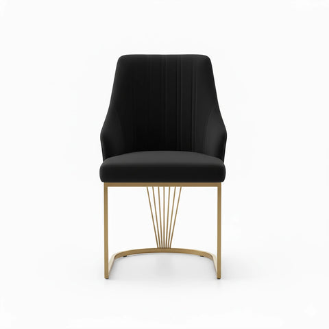 Ottavia Black Velvet Dining Chairs with Gold Base – Set of 4 - Pendle Village Furniture