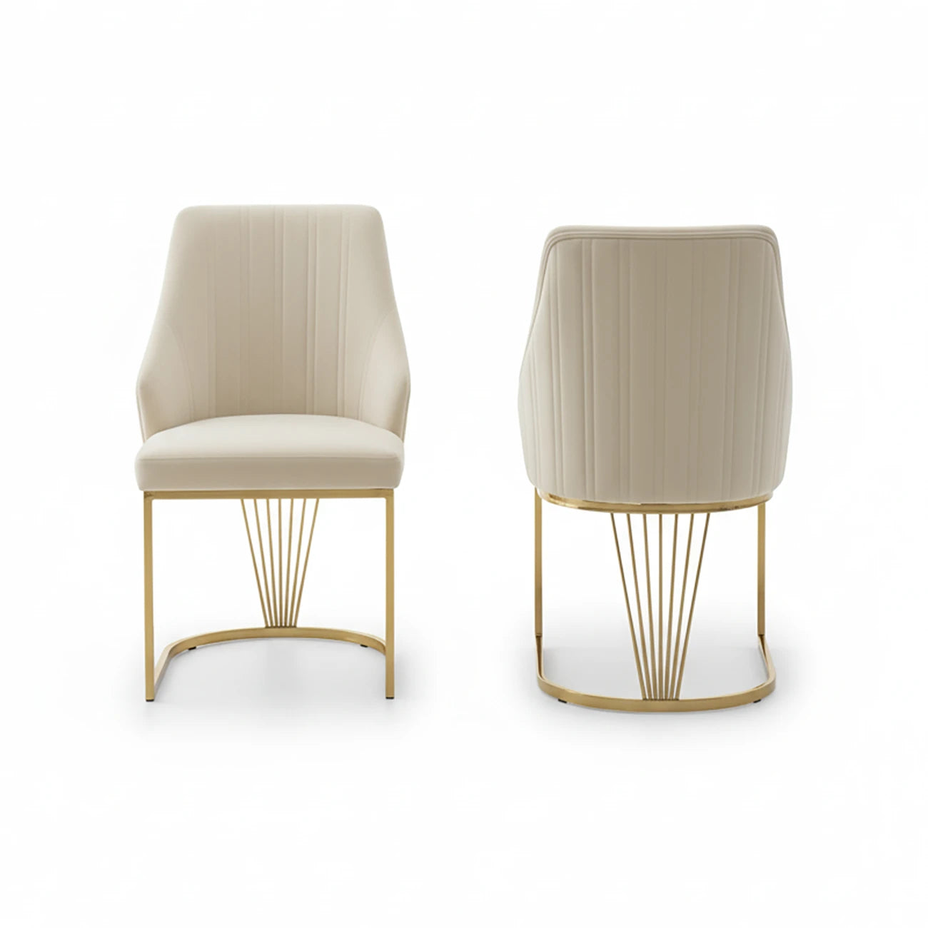 Ottavia Cream Velvet Dining Chairs with Gold Base – Set of 4 - Pendle Village Furniture
