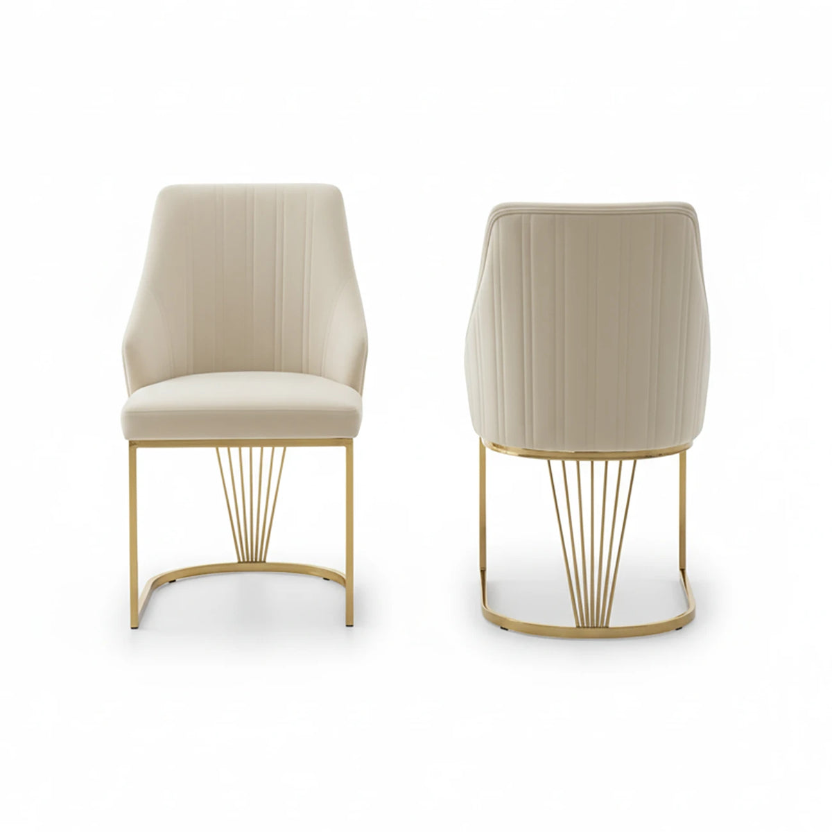 Ottavia Cream Velvet Dining Chairs with Gold Base – Set of 4 - Pendle Village Furniture