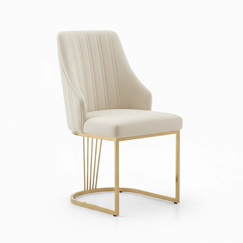 Ottavia Cream Velvet Dining Chairs with Gold Base – Set of 4 - Pendle Village Furniture