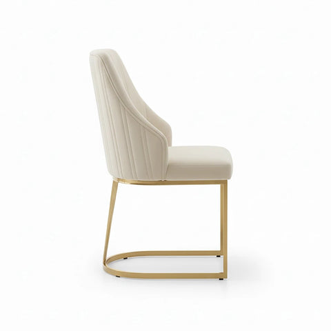 Ottavia Cream Velvet Dining Chairs with Gold Base – Set of 4 - Pendle Village Furniture