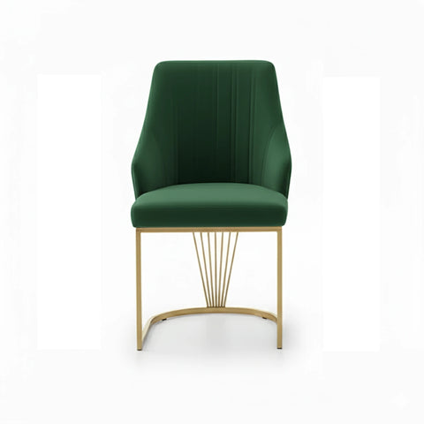 Ottavia Green Velvet Dining Chairs with Gold Base – Set of 4 - Pendle Village Furniture