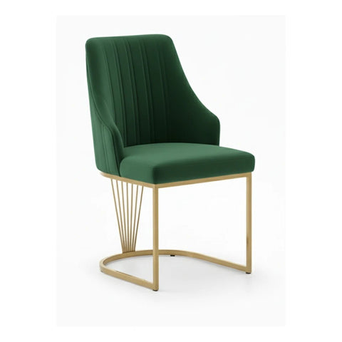 Ottavia Green Velvet Dining Chairs with Gold Base – Set of 4 - Pendle Village Furniture