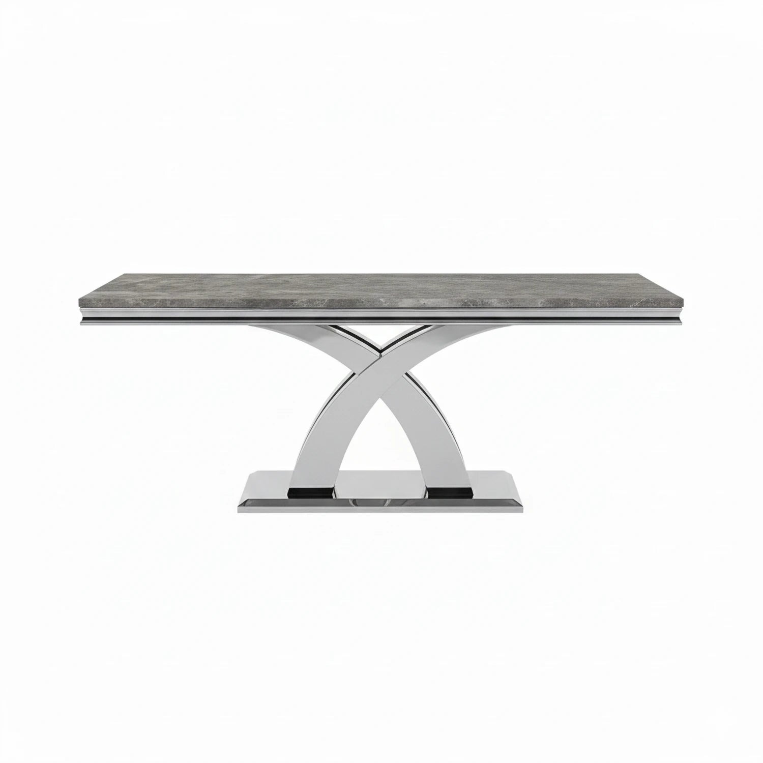 Light Grey Marble Top Dining Table With Chrome Base 