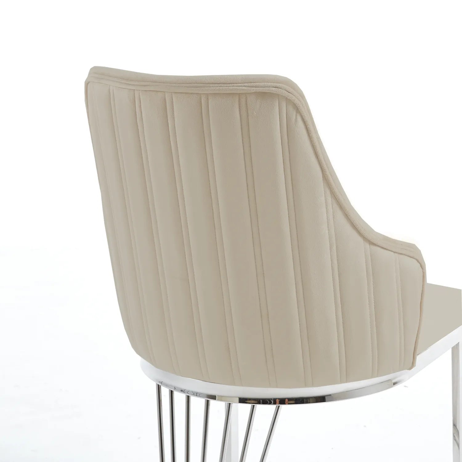 Ottavia Mink Fabric Dining Chairs - Nice Stitch design back