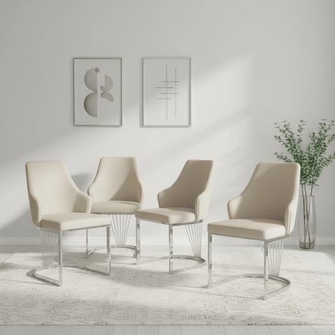 Ottavia Mink Velvet and Chrome Dining Chair Set of 4