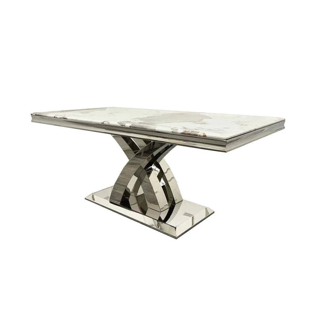 Ottavia Marble Top 1.8m Dining Table Set with Oliver Dining Chairs - Pendle Village Furniture