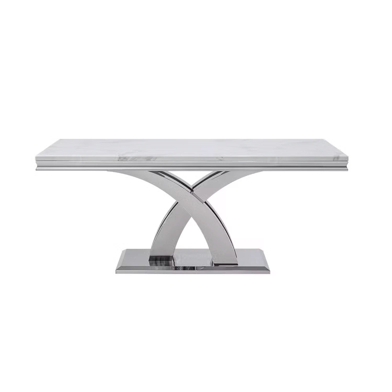 Ottavia Chrome Base and Marble Top Dining Table - 180cm