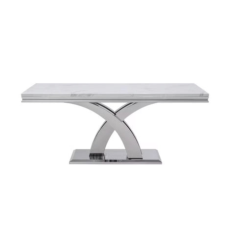 Ottavia Chrome Base and Marble Top Dining Table - 180cm