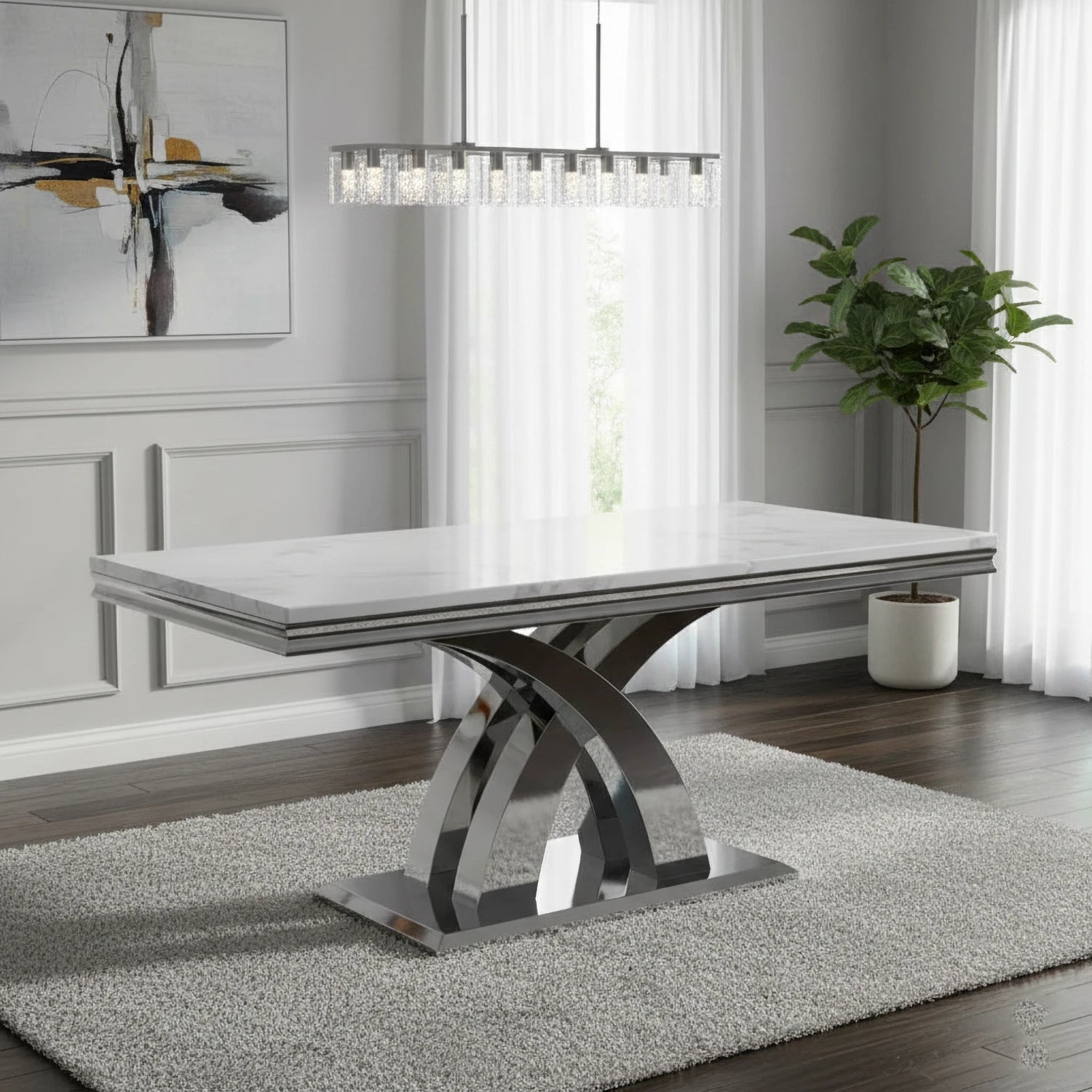 Ottavia Marble Top Dining Table – Luxury Modern 1.8m Dining Table