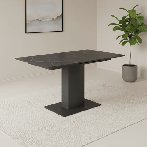 Pavoni 140-180cm Matte Black Ceramic Auto-Rise Extending Dining Table